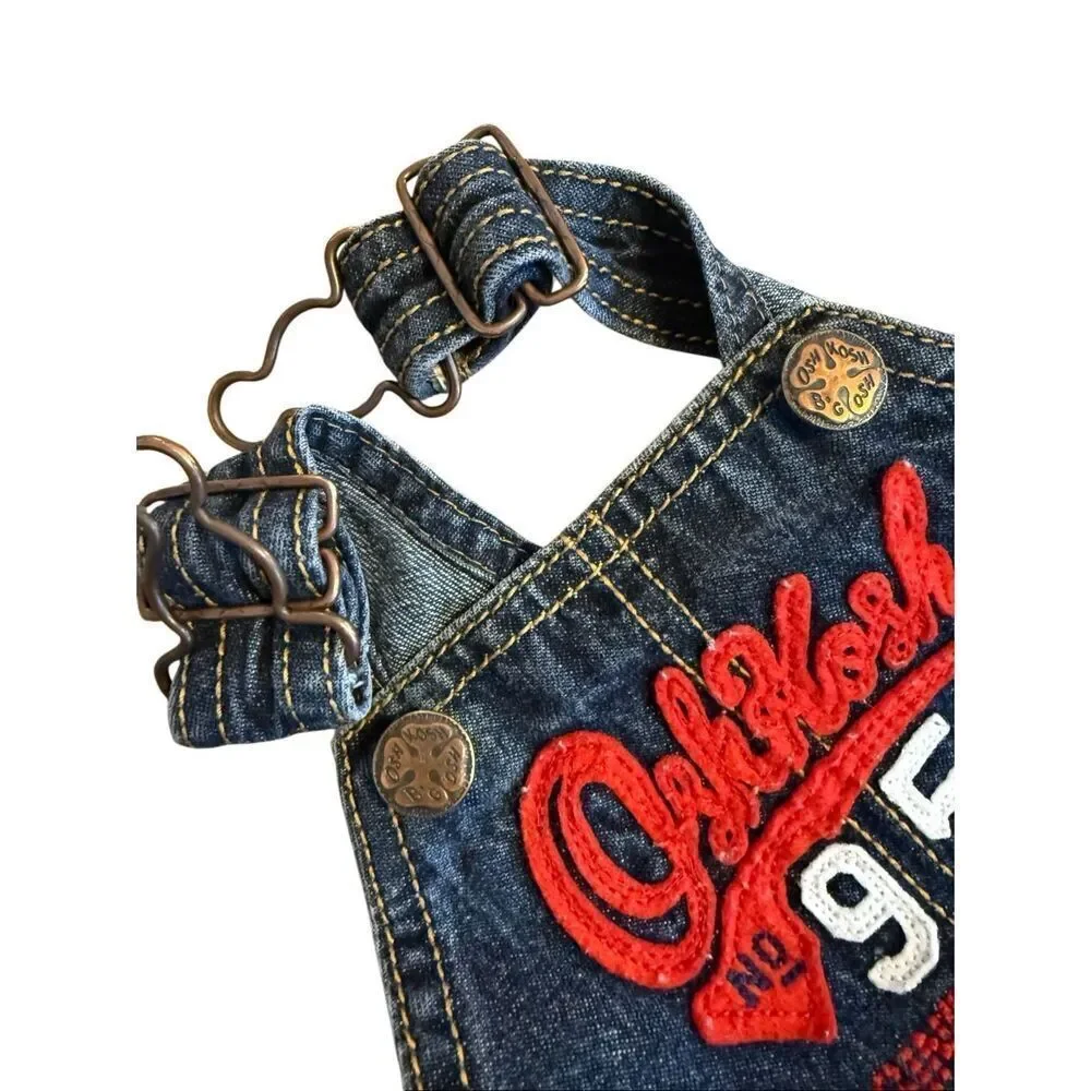 Oshkosh Denim Adjustable Overalls Coveralls Snap Bottom Baby 6 Months